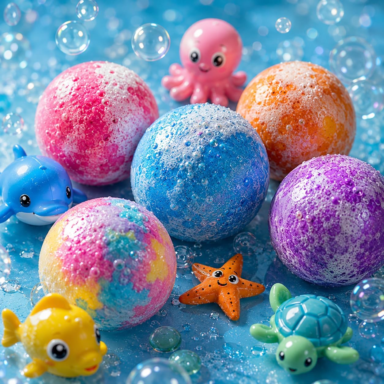 1pcs Bath Bombs for Kids Gift Set, Colorful Bath Bomb with Surprise Gift Inside, Ocean Theme Fizzing Tub Fun, Moisturizing Foam for Soft Skin, Cute Toy Filled Bath Time Treat thumbnail 2