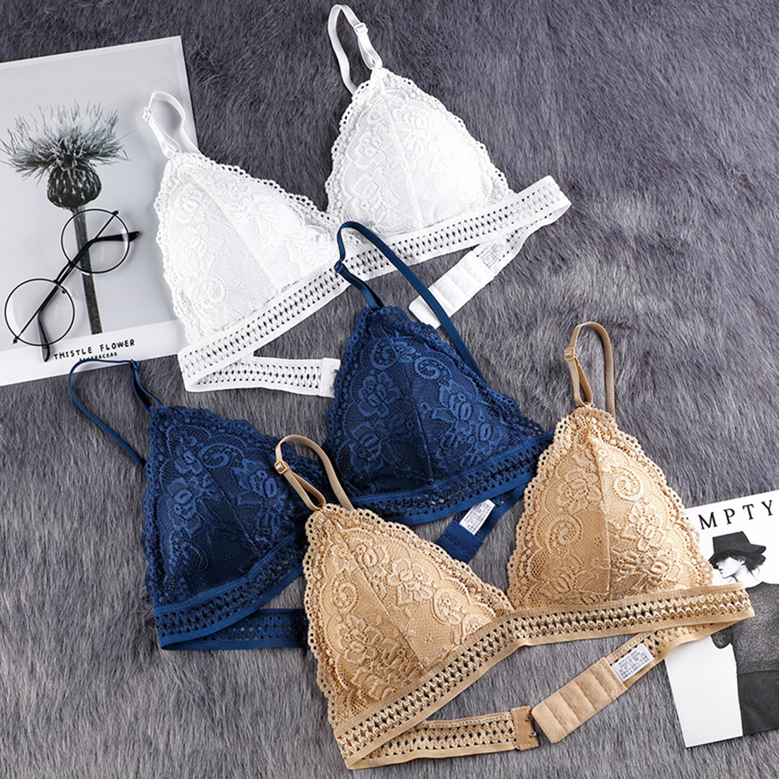 Deep V Lace Bra - Apparel Product Designed For Undergarment Wear And Daily Comfort Routine - Free Size (Random Color)