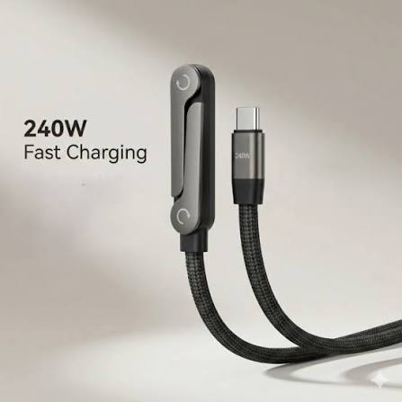 240W 2-in-1 Data Cable With Stand | 1.5 Meter C to C USB Data Cable | Fast Charging Nylon Braided Mobile Cable thumbnail 3