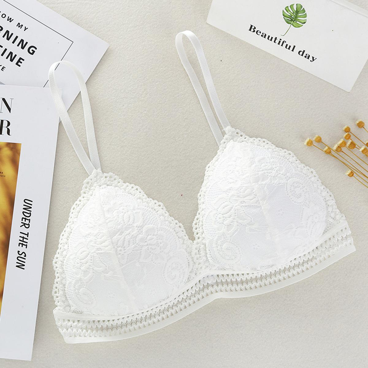 Deep V Lace Bra - Apparel Product Designed For Undergarment Wear And Daily Comfort Routine - Free Size (Random Color) thumbnail 4