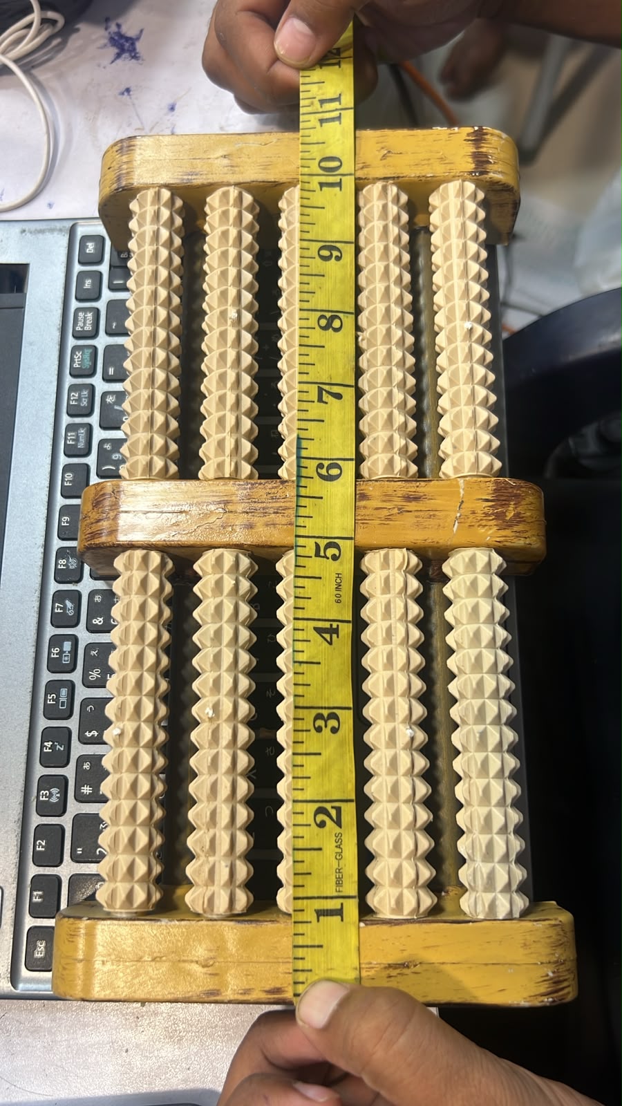 Traditional Wooden And Plastic Sticks Roller Foot Massager Durable Natural Wood Design For Relaxation Stress Relief And Improved Blood Circulation thumbnail 4