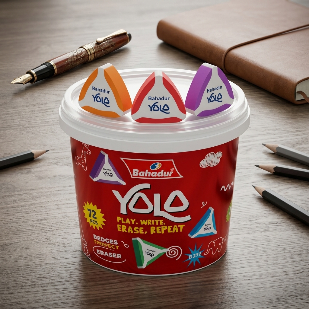 Bahadur YOLO Triangular Eraser Set (Bucket of 72 Pcs) thumbnail 2