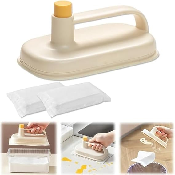 One-Press Deep Cleaning Brush For Kitchen & Dining - Household Product Designed For Washing And Daily Dish Cleaning Routine (With 50 Disposable Sheets)
