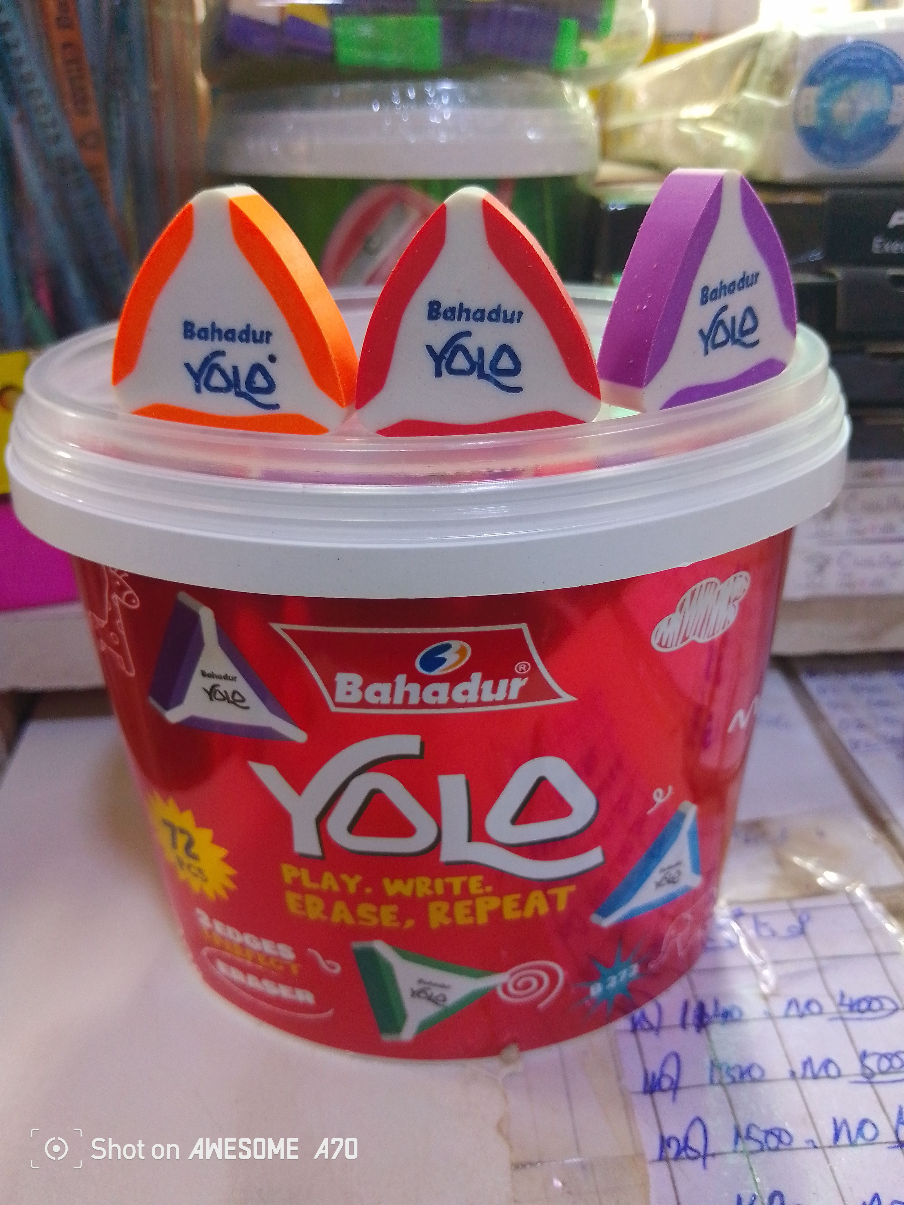 Bahadur YOLO Triangular Eraser Set (Bucket of 72 Pcs) thumbnail 3