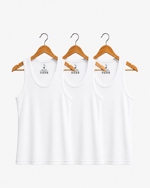 Pack of 3 Cotton Ribbed Vests Set (White, Grey, Black) – BRTWBG20001 thumbnail 4