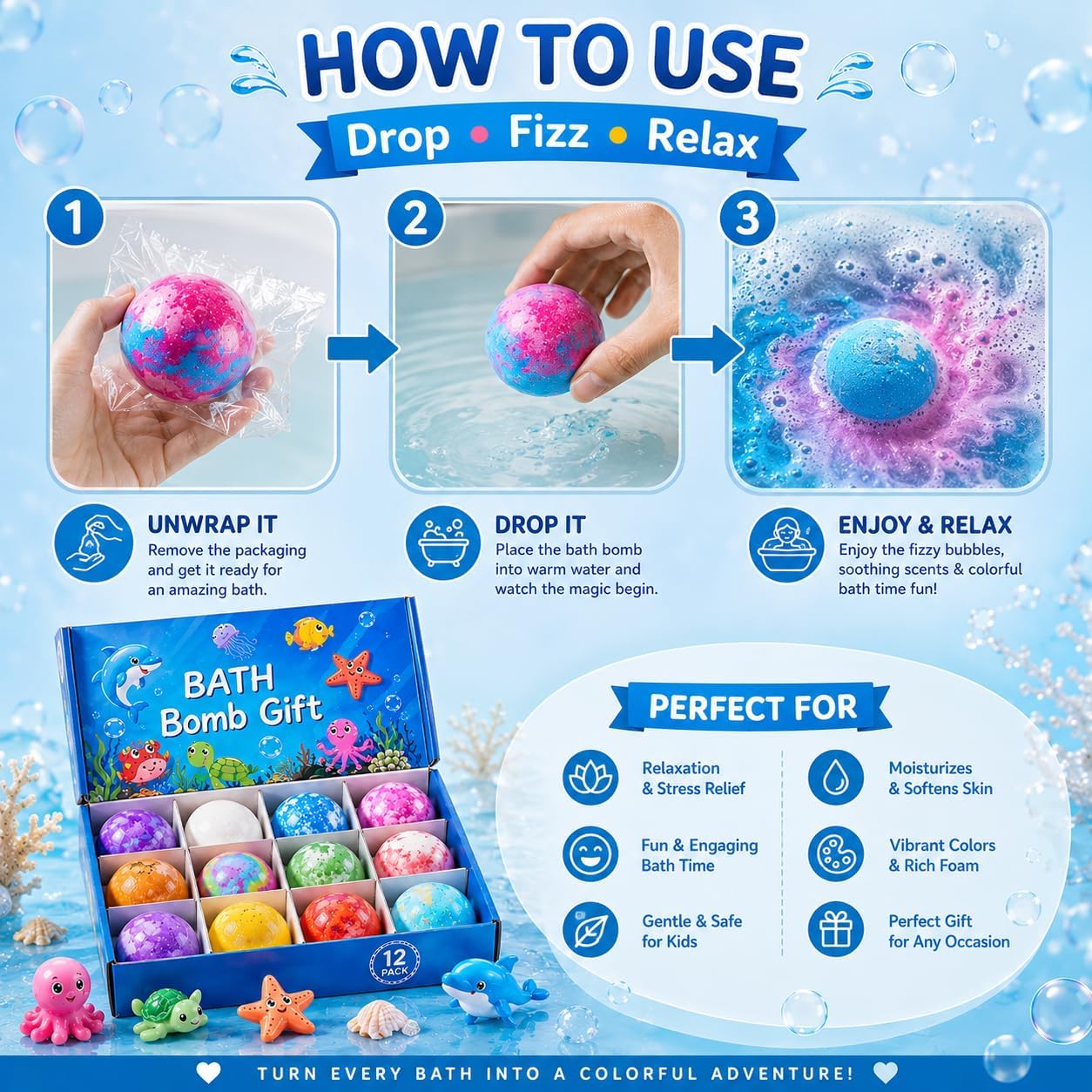 1pcs Bath Bombs for Kids Gift Set, Colorful Bath Bomb with Surprise Gift Inside, Ocean Theme Fizzing Tub Fun, Moisturizing Foam for Soft Skin, Cute Toy Filled Bath Time Treat thumbnail 4