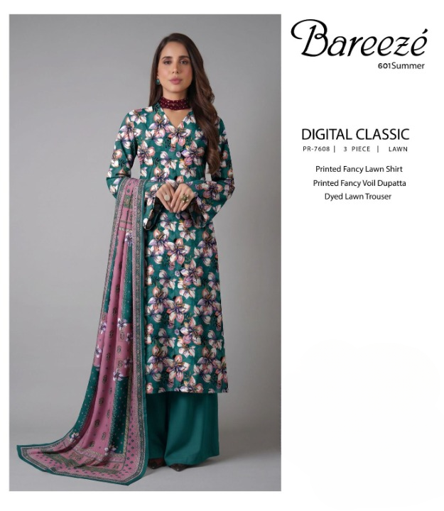 Bareeze Digital Classic 3 Piece Printed Lawn Suit – PR-7608