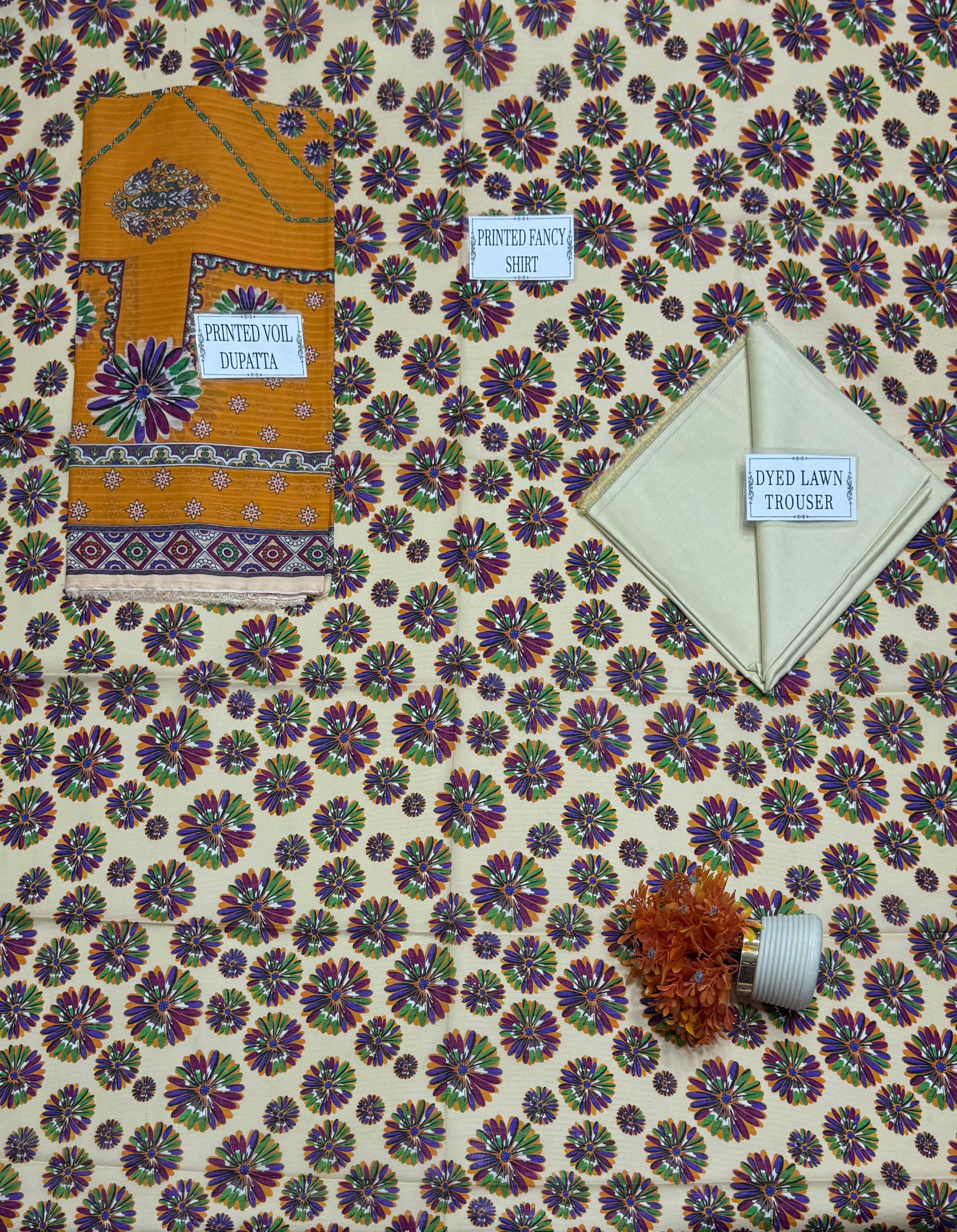 Bareeze Digital Classic 3 Piece Printed Lawn Suit – Shirt, Voil Dupatta & Trouser thumbnail 3