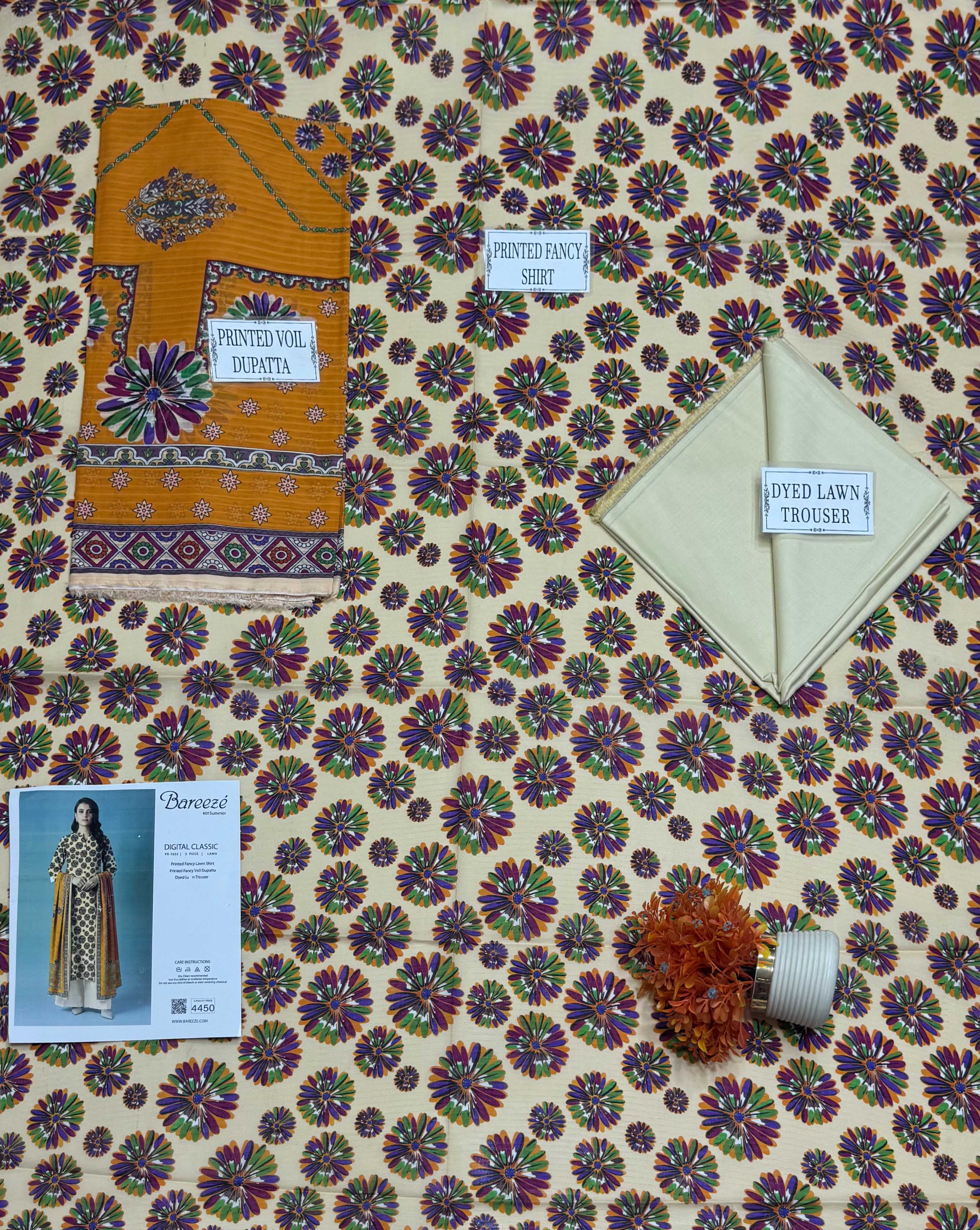 Bareeze Digital Classic 3 Piece Printed Lawn Suit – Shirt, Voil Dupatta & Trouser thumbnail 2