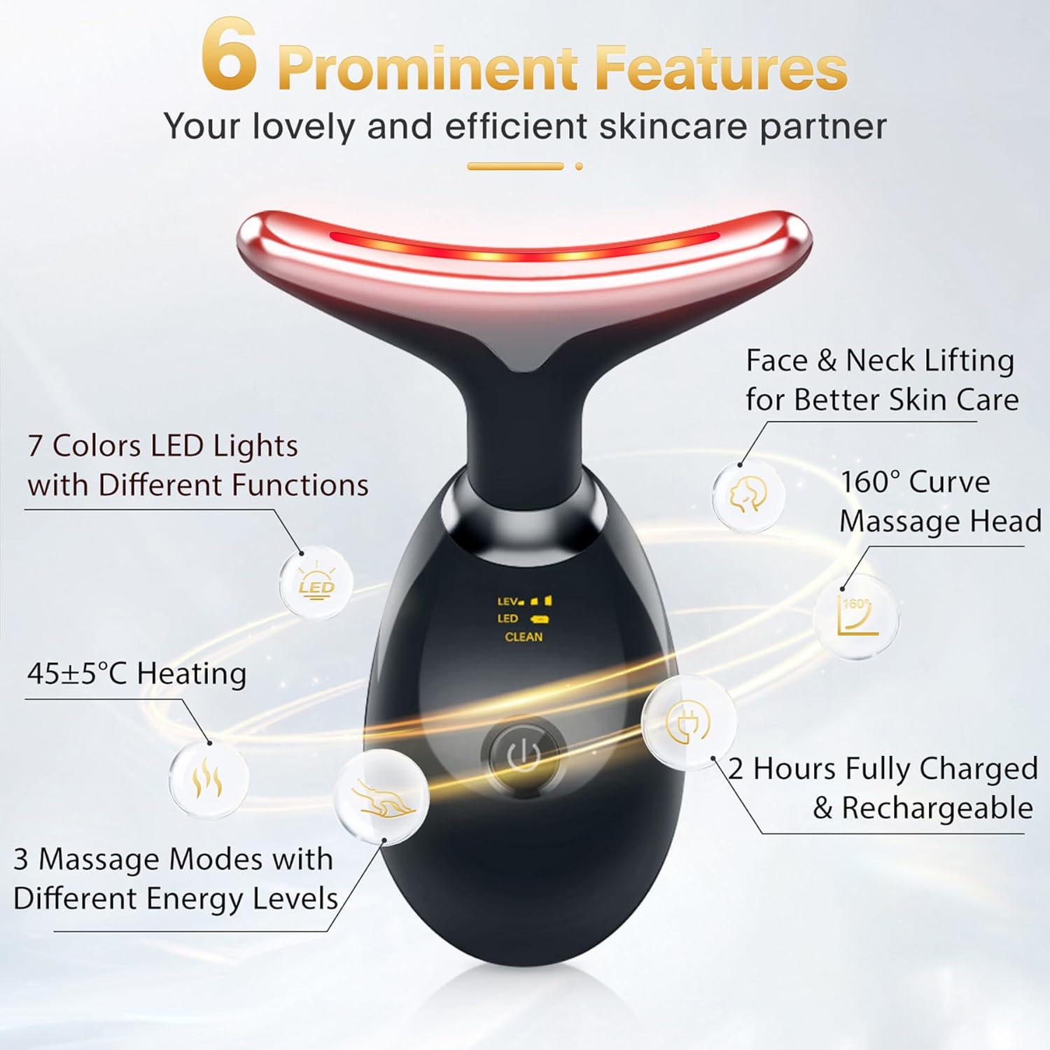Rechargeable Face Massager Against Wrinkles, Face Beauty Device, Electric Face Massager Anti-Wrinkle with 3 Modes 45°C Anti-Wrinkle Face Device Skin Tightening Ems Face Care Device Anti-Wrinkle thumbnail 4