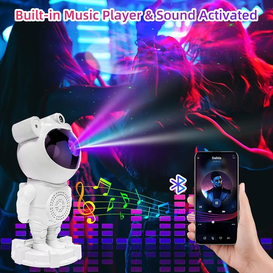 Astronaut Galaxy Star Projector Lamp with Built-in Bluetooth Speaker & Remote Control thumbnail 2