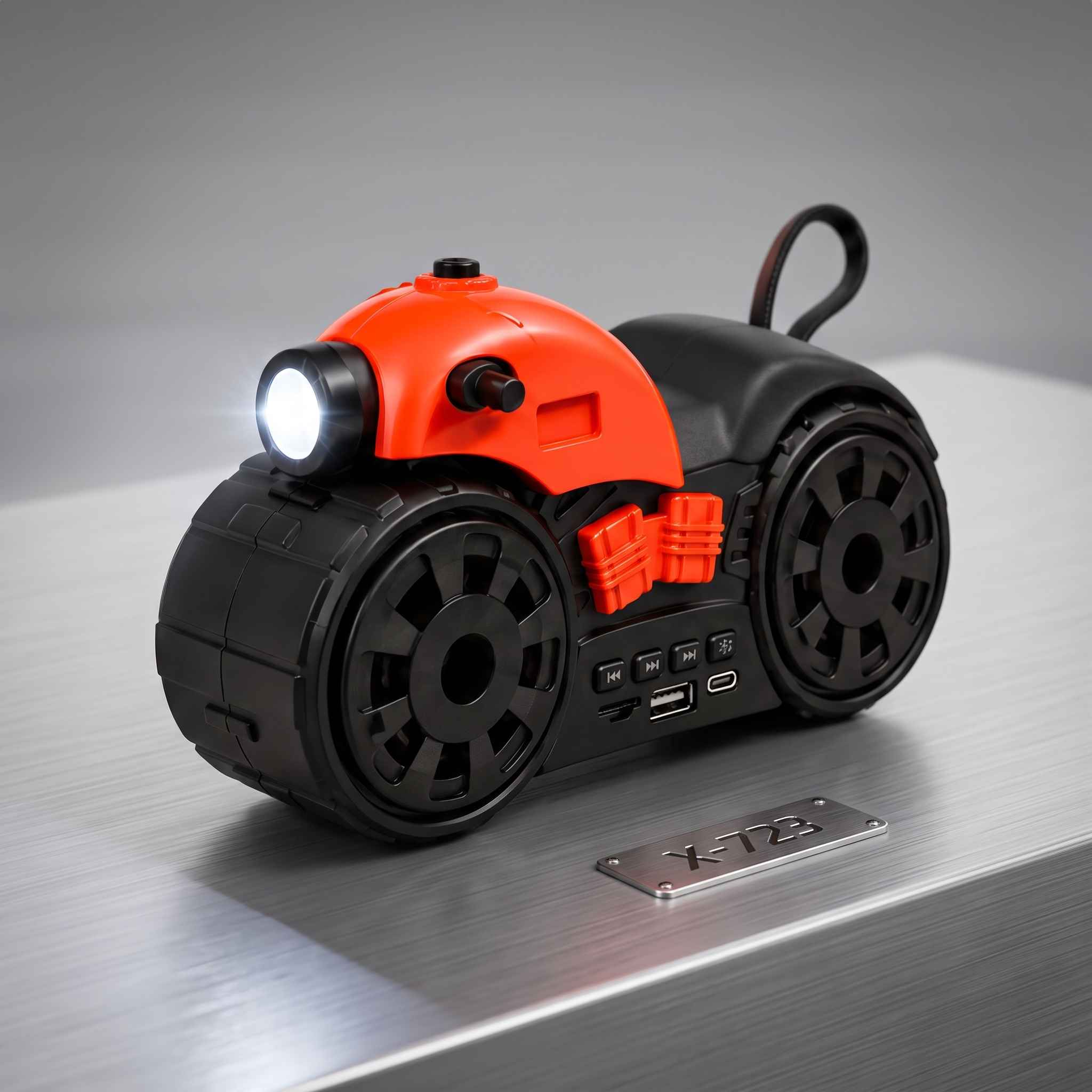 X-723 Motorcycle Design Portable Wireless Speaker with LED Headlight thumbnail 2