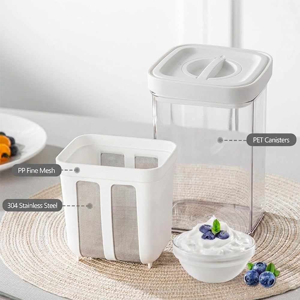 Multi-Purpose 1100ML Greek Yogurt Maker Hung Curd Strainer Box with Mesh Filter | Yogurt Maker thumbnail 3