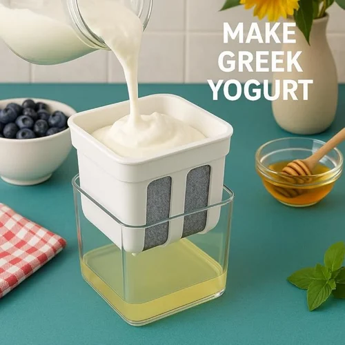 Multi-Purpose 1100ML Greek Yogurt Maker Hung Curd Strainer Box with Mesh Filter | Yogurt Maker thumbnail 2