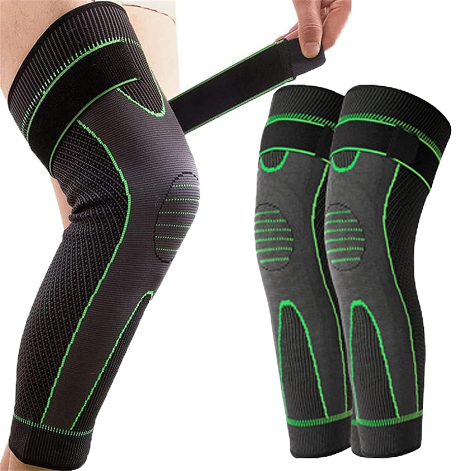 Adjustable Compression Knee Support Sleeves with Elastic Strap (1 Pair) thumbnail 2