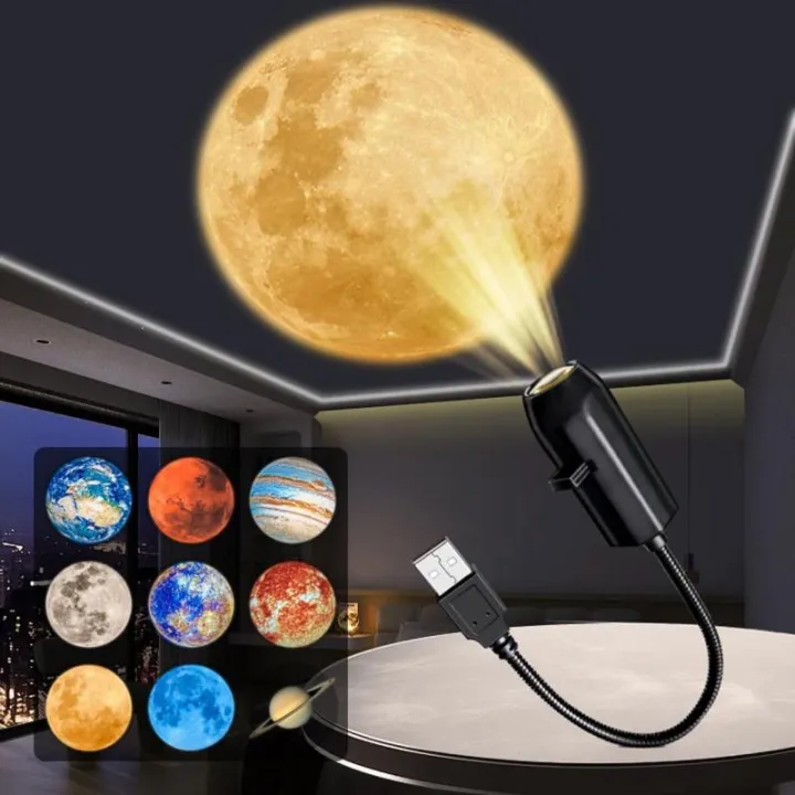 USB Moon & Earth Projector Light with 6 lens & Flexible Gooseneck & Interchangeable Film Slides thumbnail 3