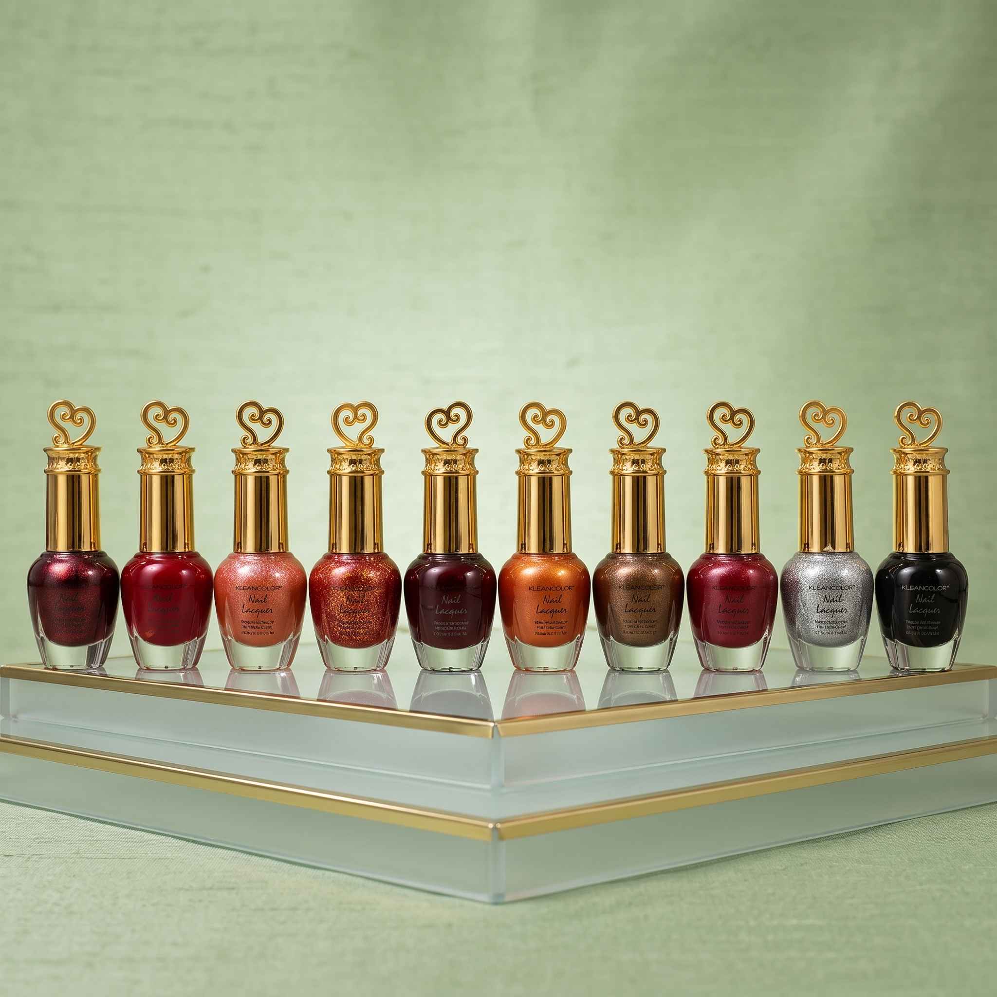 KleanColor Heart-Cap Metallic & Glitter Nail Lacquer Set (10 Pcs) - Random Color thumbnail 2