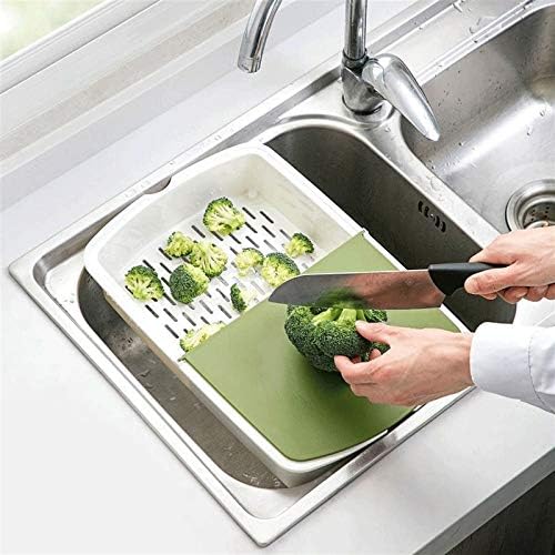 Cutting Boards Kitchen Dining 3-in-1 Kitchen Cutting Board Plastic Cutting Board Block and Drain Basket Storage Box Cutting Mat Kitchen Tool Durable and Non-Greasy Kitchen Tool thumbnail 2