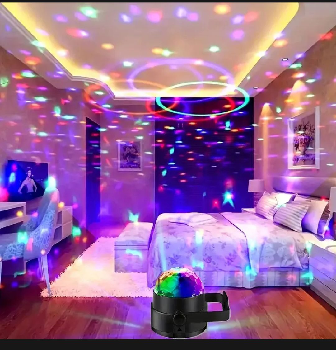 Magic Disco Party Light Sound Activated Rotating LED Disco Ball With Multi-Color Lighting And USB Connectivity For Parties And Events thumbnail 2