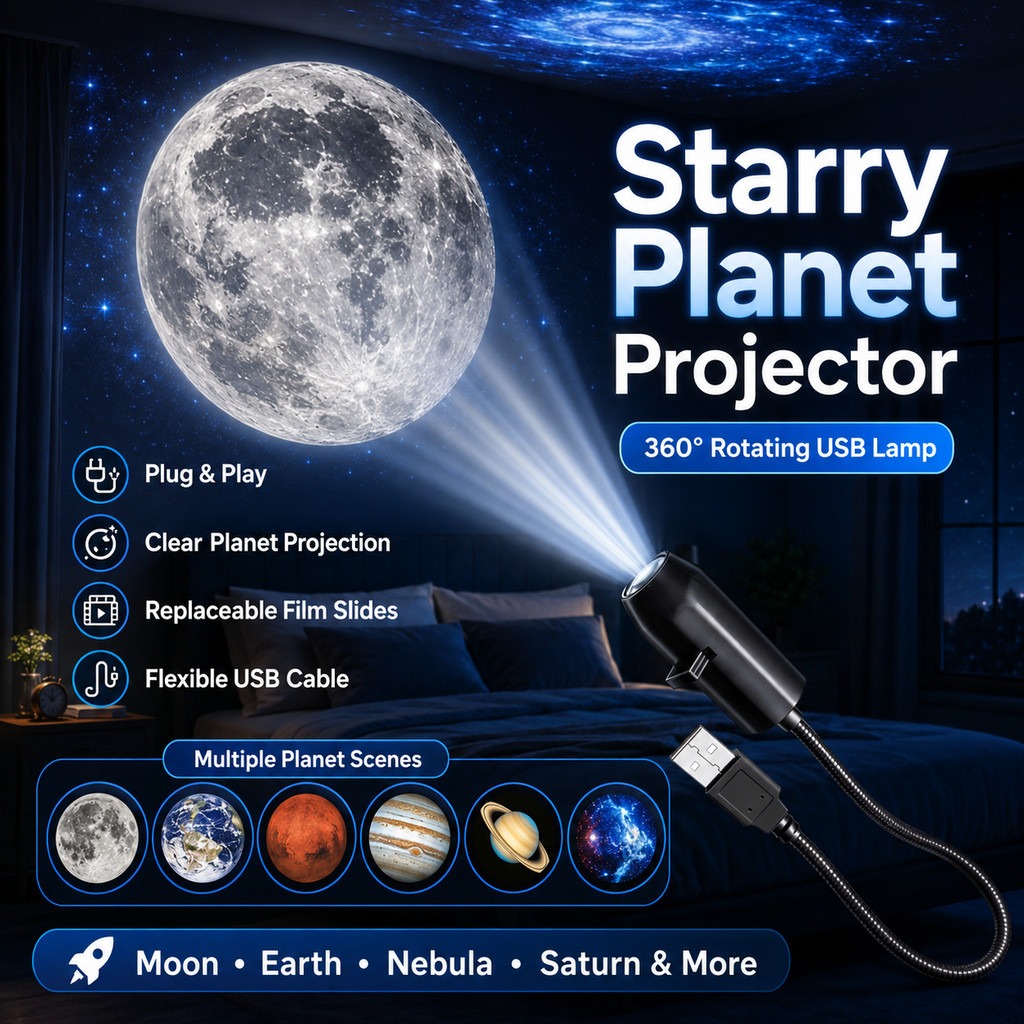USB Ceiling Moon Earth Projection Atmosphere Light Starry Sky Lamp Night Light Romantic Bedroom Decoration Projector With 6 Lenses view 4