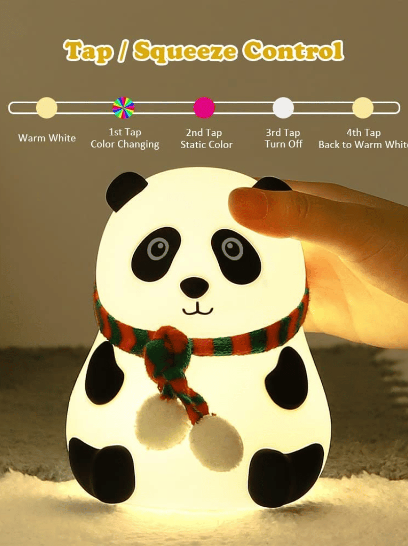 Cute Panda Night Light - Rechargeable Silicone 7-Color RGB Lamp light thumbnail 3