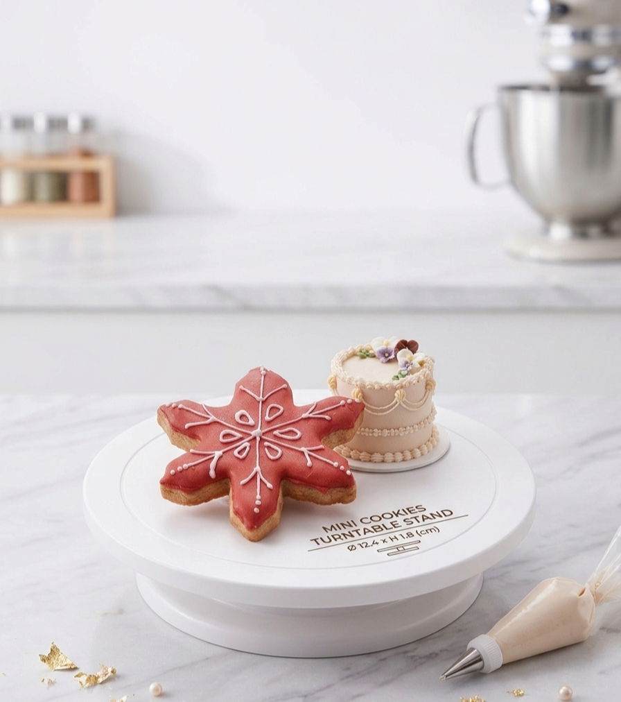 Mini Cookies Turntable Stand With 360-Degree Rotating Design For Precise Icing And Decorating Of Cookies Cupcakes And Small Pastries thumbnail 2