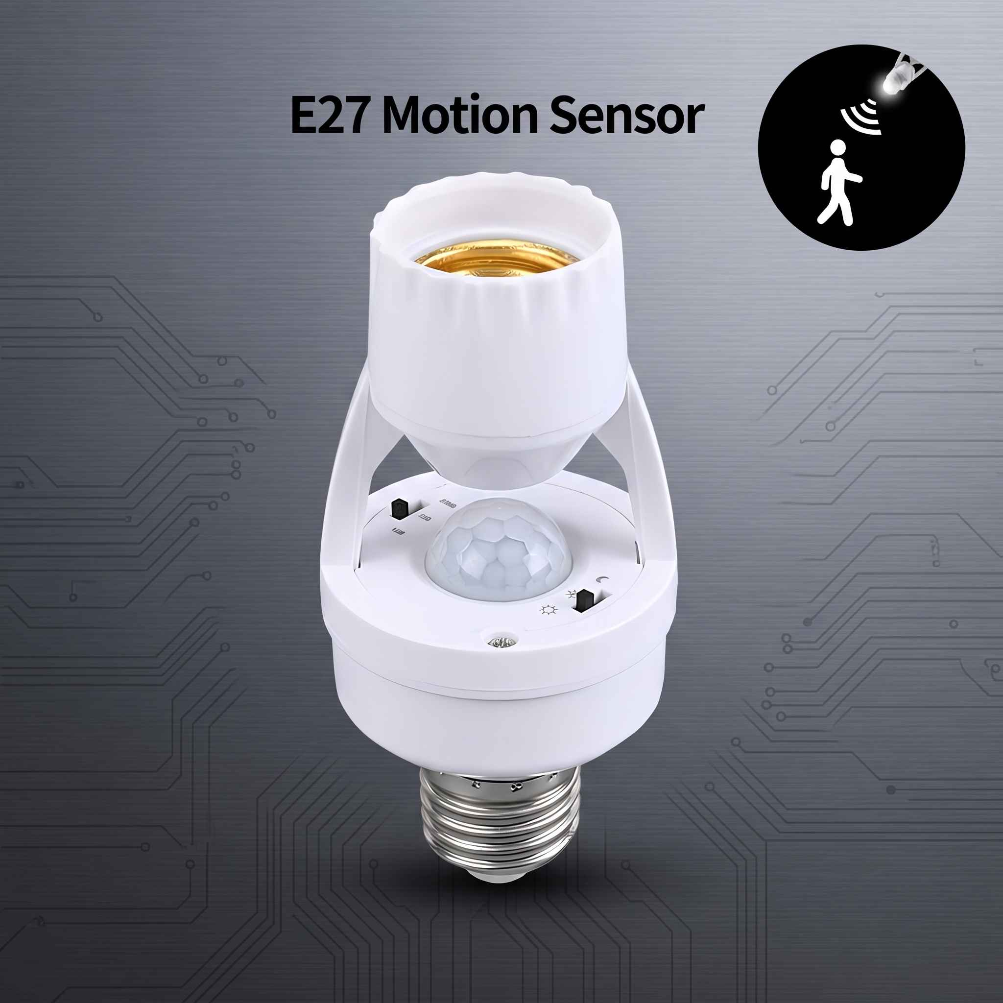 E27 Infrared PIR Motion Sensor Light Bulb Socket Adapter thumbnail 3