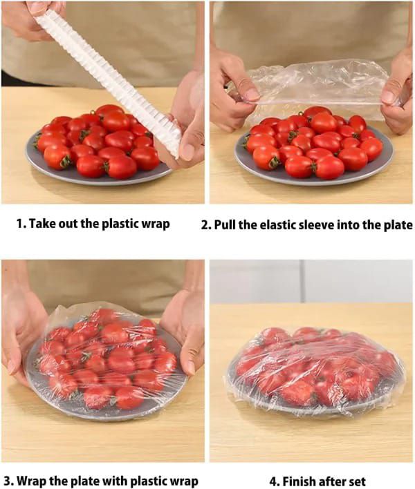 100 Pcs Disposable Food Cover Plastic Bags - Kitchen Accessory Designed For Food Protection And Daily Storage Routine thumbnail 2
