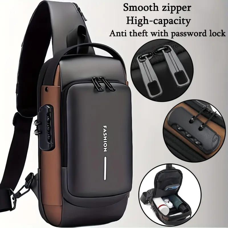 Anti-Theft Cross Body Bag With Password Lock Smooth Zippers And High-Capacity Storage For Secure Travel And Convenient Daily Use (Random Color) thumbnail 2