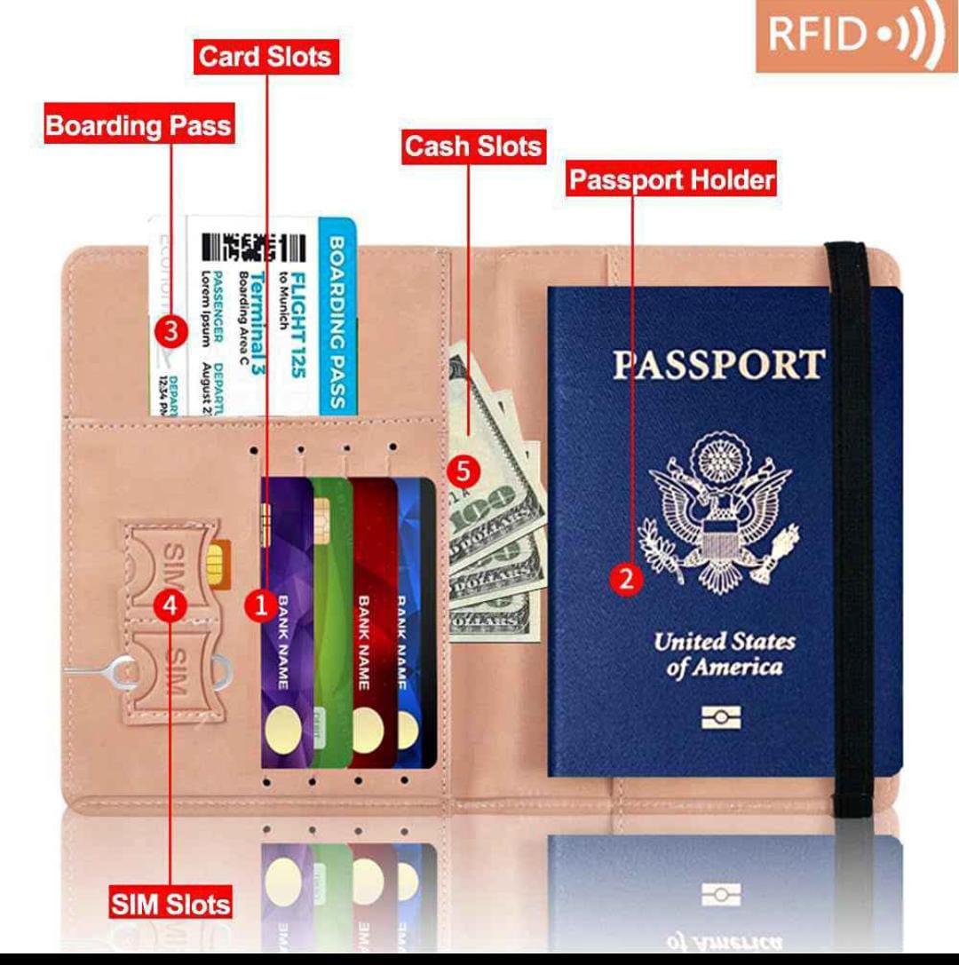 RFID Protected Passport Cover Holder & Travel Wallet Premium Leather Passport & Card Wallet for Men & Women (Ranom Color) thumbnail 3