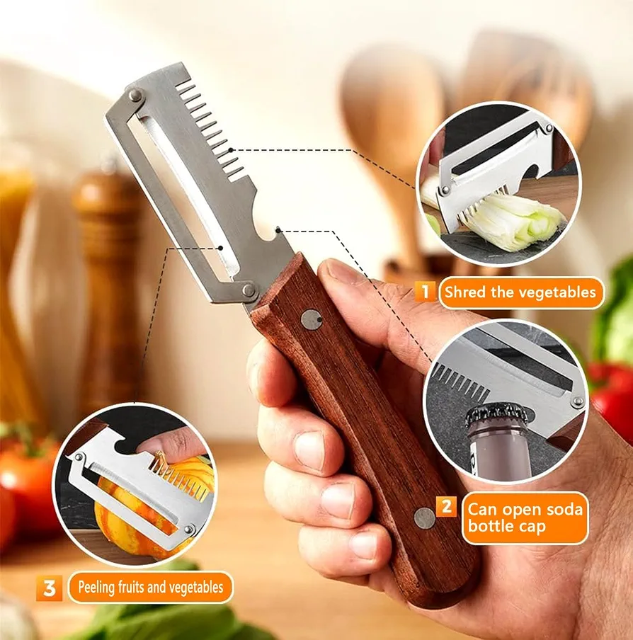 3 In 1 Peeler Knife Stainless Steel - Kitchen Tool Designed For Food Preparation And Daily Cooking Routine thumbnail 2