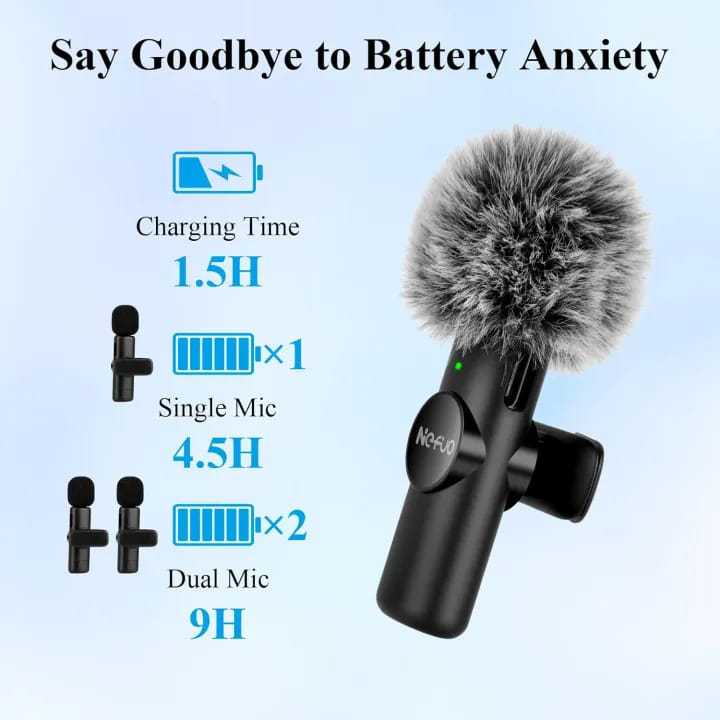 *BOYA BY-F10 2.4GHz Wireless Lavalier Microphone for Android USB-C Devices – Noise Cancelling, Plug & Play, 50m Range, 9h Battery* (With IPhone Connector)