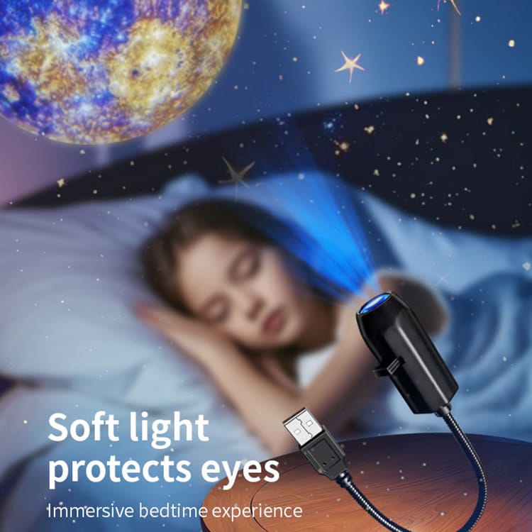 USB Ceiling Moon Earth Projection Atmosphere Light Starry Sky Lamp Night Light Romantic Bedroom Decoration Projector With 3 Lenses view 4