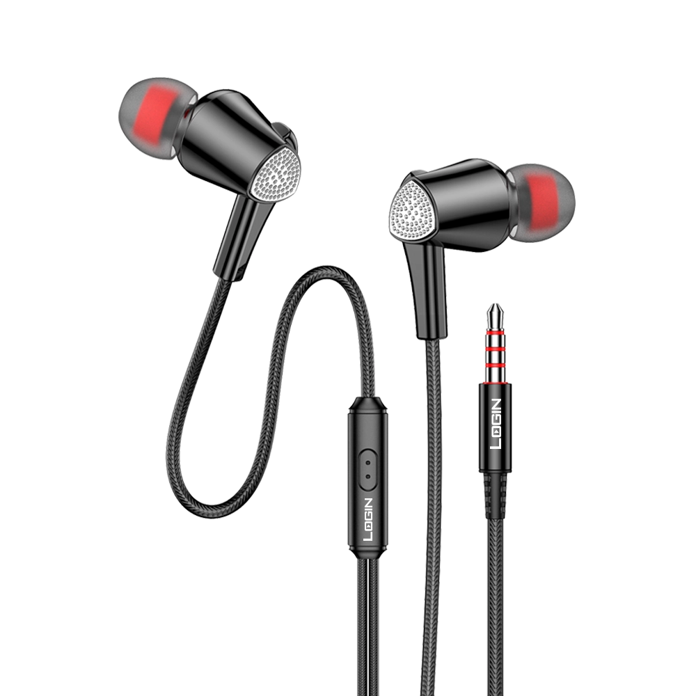 Login Wired Earphones – White ABS Plastic In-Ear Earphones with Microphone thumbnail 3