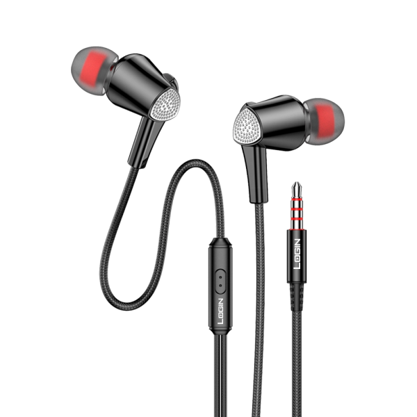 Login Wired Earphones – White ABS Plastic In-Ear Earphones with Microphone thumbnail 4