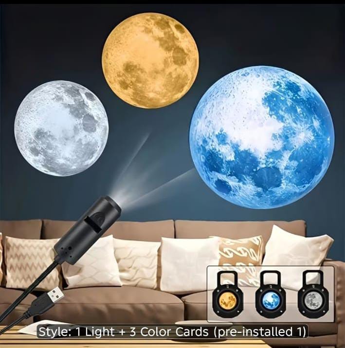 USB Ceiling Moon Earth Projection Atmosphere Light Starry Sky Lamp Night Light Romantic Bedroom Decoration Projector With 3 Lenses view 3