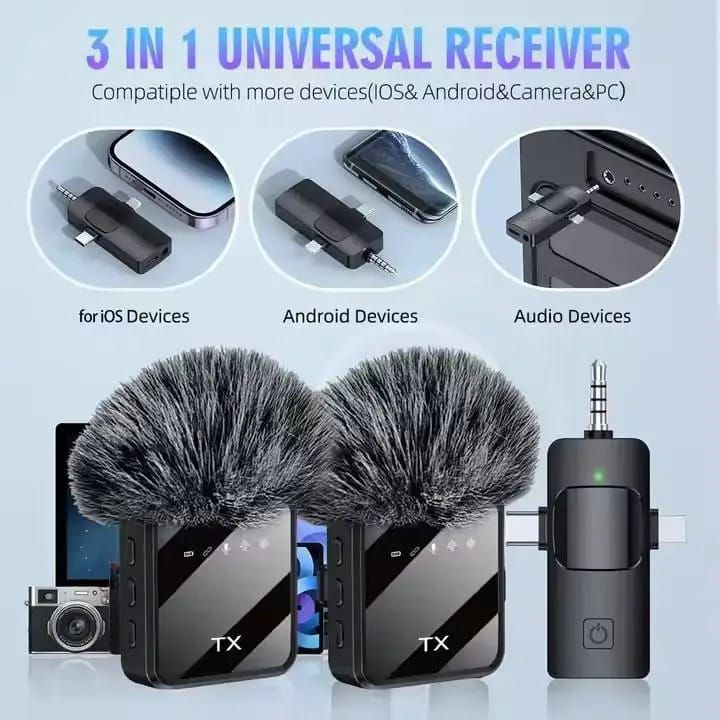 F11 Dual Wireless Lavalier Microphone System with 3-in-1 Universal Receiver - Buy Online in Pakistan at Zenbu Store