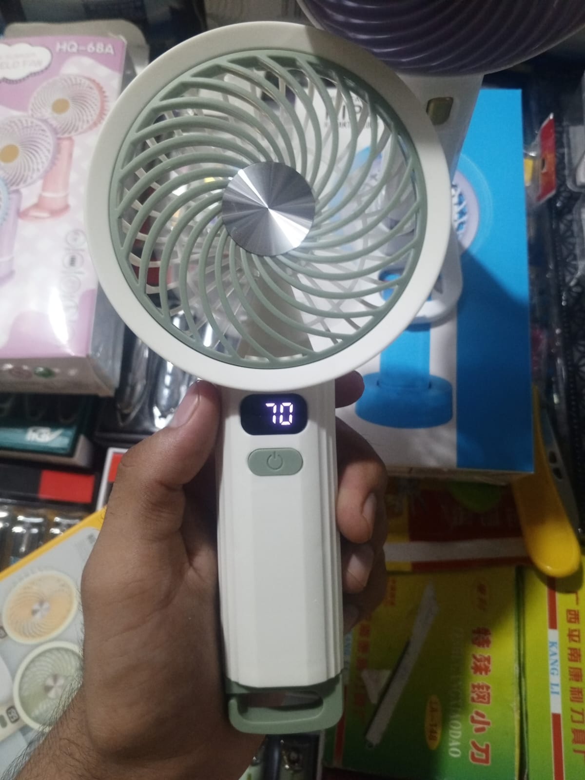 Portable Handheld Turbo Fan with LED Display – 3-Speed Rechargeable Cooling Fan for Home & Travel thumbnail 3