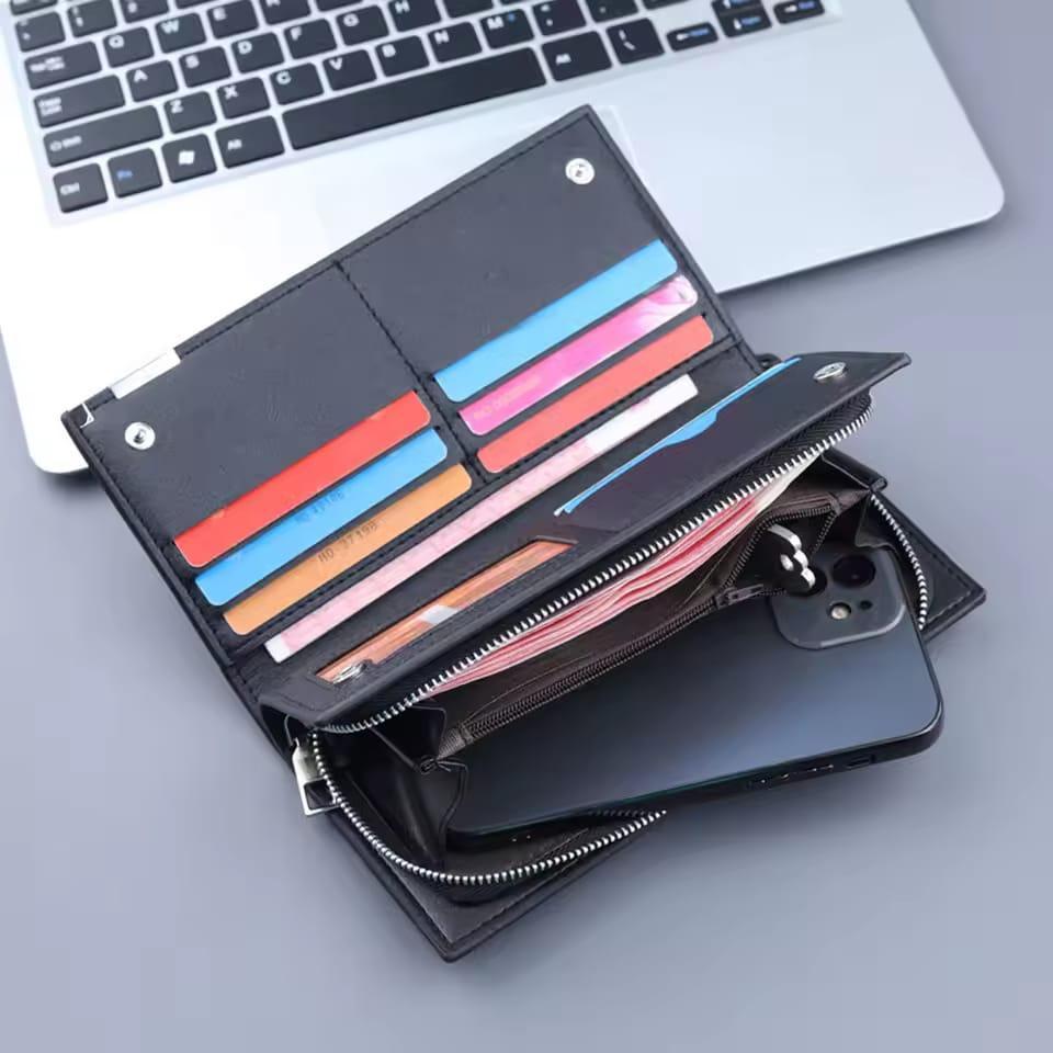Baellerry Men's Long PU Leather Wallet Clutch with Wristlet Strap thumbnail 3