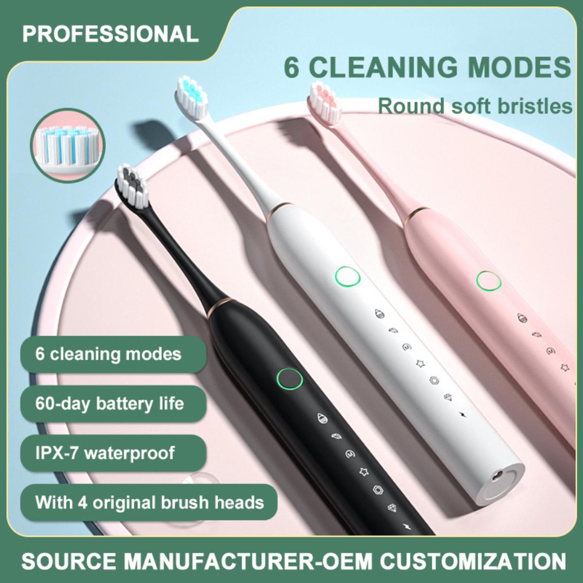 X-3 Sonic Rechargeable Electric Toothbrush With 2 Extra Heads | USB Charging Rechargeable Total Washable Electronic Whitening Teeth Brush for Oral Care thumbnail 4