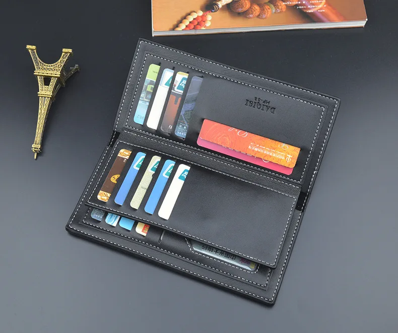 Men's Imported Long Leather Wallet Clutch with Metal Corner Accent thumbnail 2