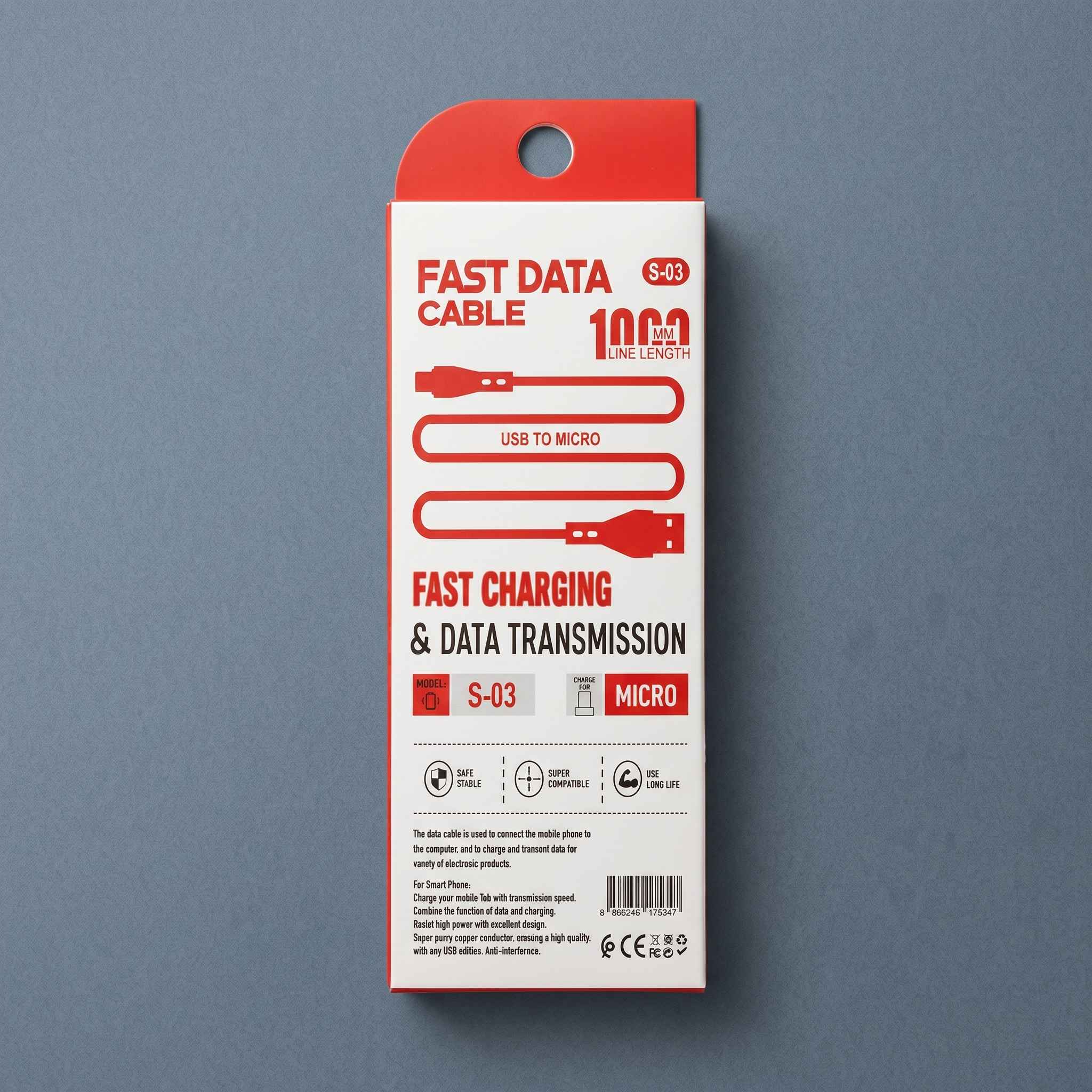 Fast Charging & Data Transmission Cable (1000mm – Type-C / Micro USB)