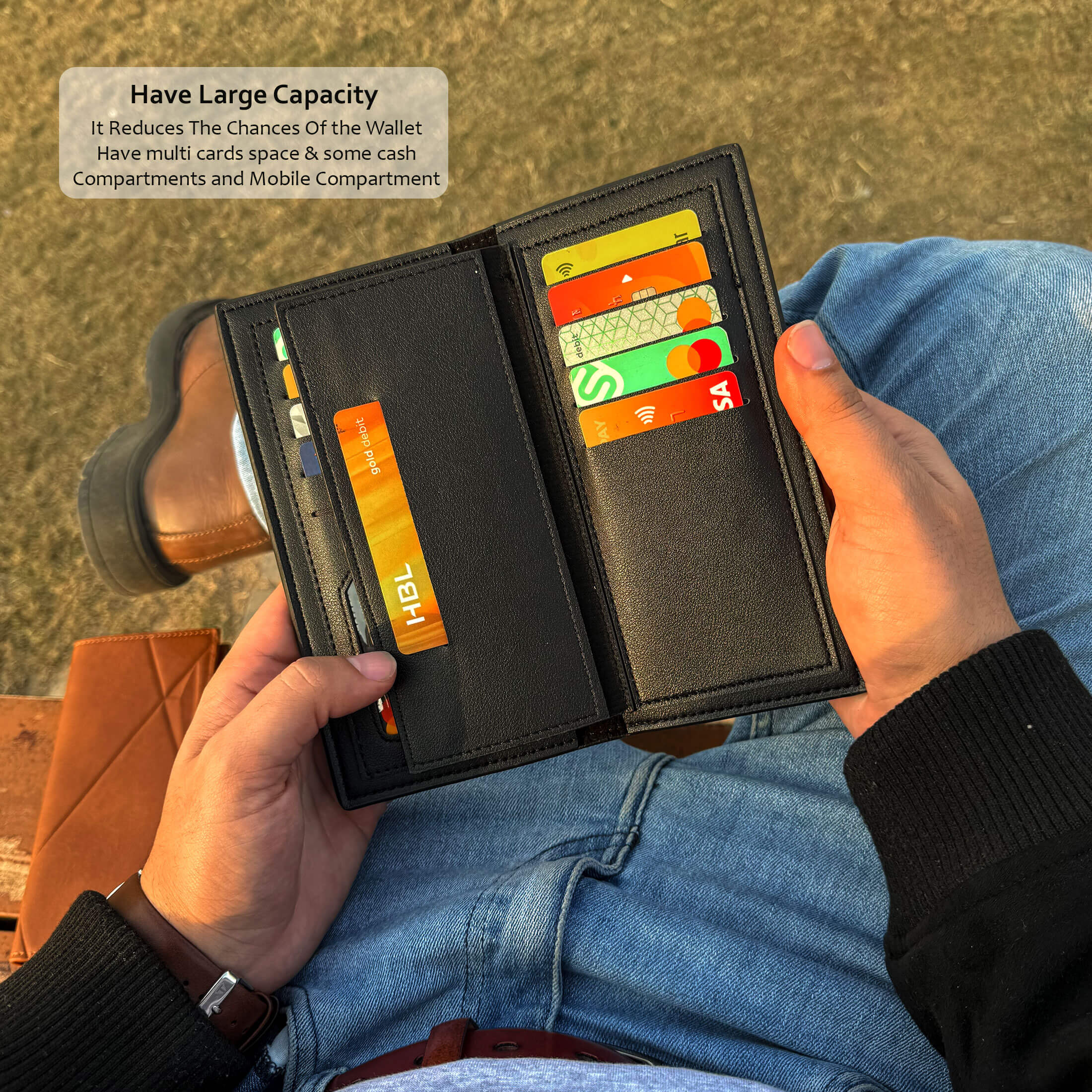 New Imported Long Leather Trifold Wallet For Cash & Cards thumbnail 5