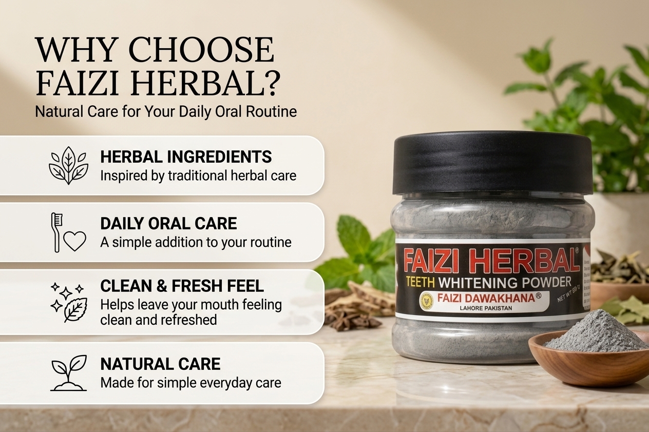 Faizi Herbal Teeth Whitening Powder – Herbal Oral Care Powder thumbnail 2