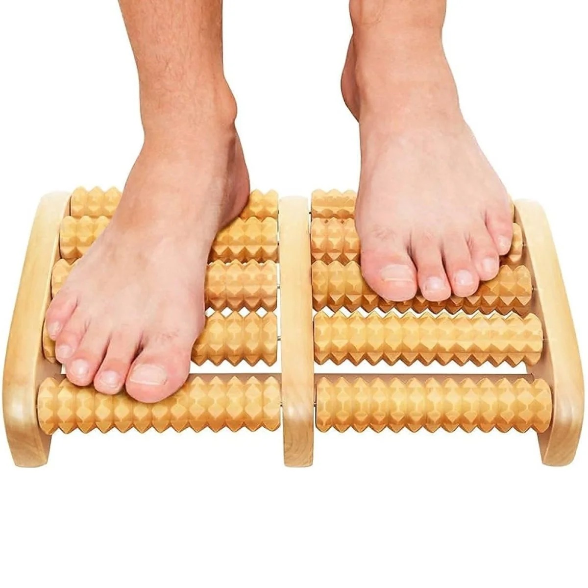 Traditional Wooden Roller Foot Massager Durable Natural Wood Design For Relaxation Stress Relief And Improved Blood Circulation thumbnail 4