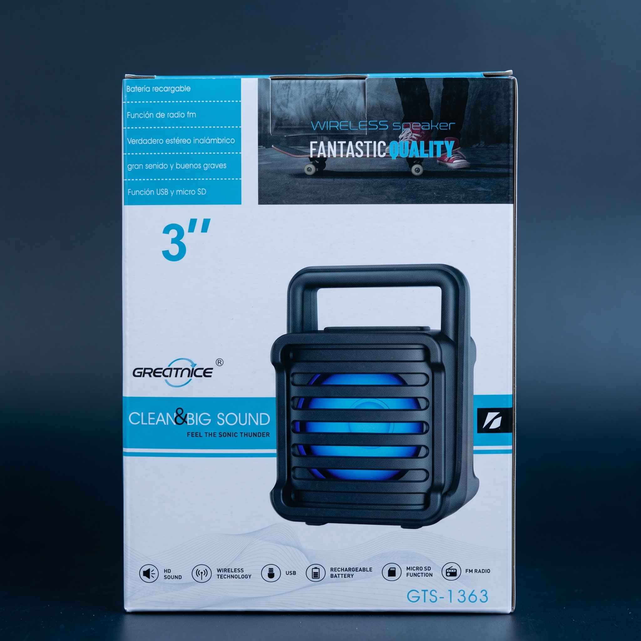 Greatnice GTS-1363 3-Inch Mini Portable Wireless Bluetooth Speaker with LED Light thumbnail 2