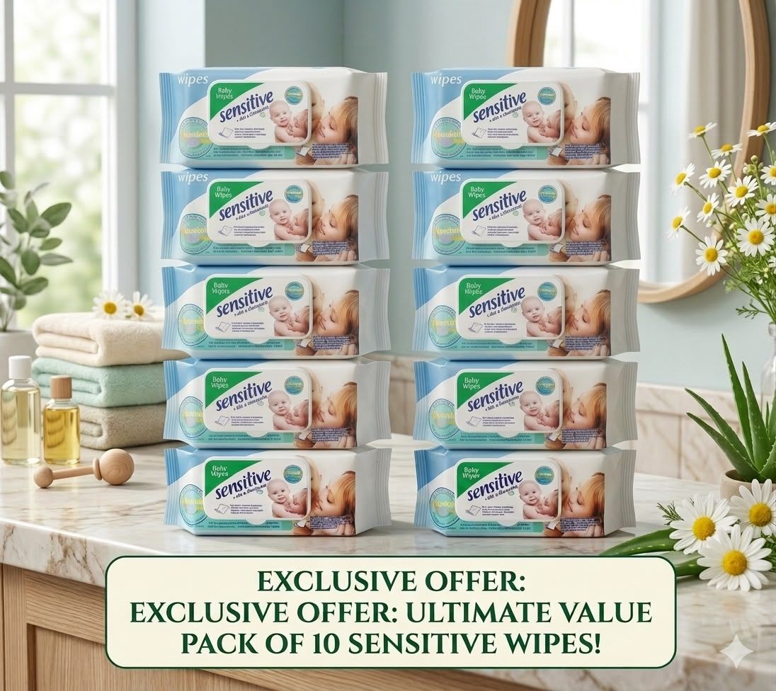Mega Saver Pack Sensitive Baby Wipes Deal Of 10 Packs Ultra Soft Gentle Cleaning With Aloe And Chamomile For Delicate Skin thumbnail 3