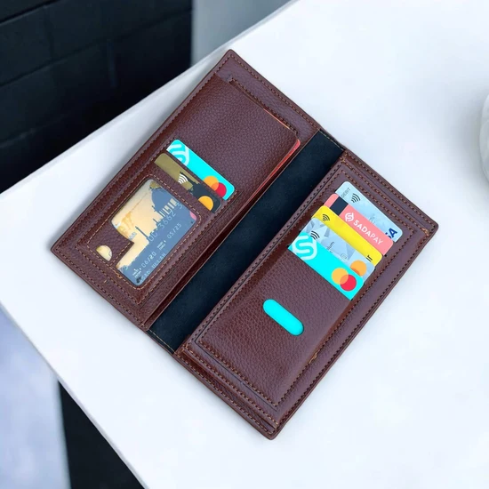 Men's Imported Long Leather Wallet Clutch with Metal Corner Accent thumbnail 3