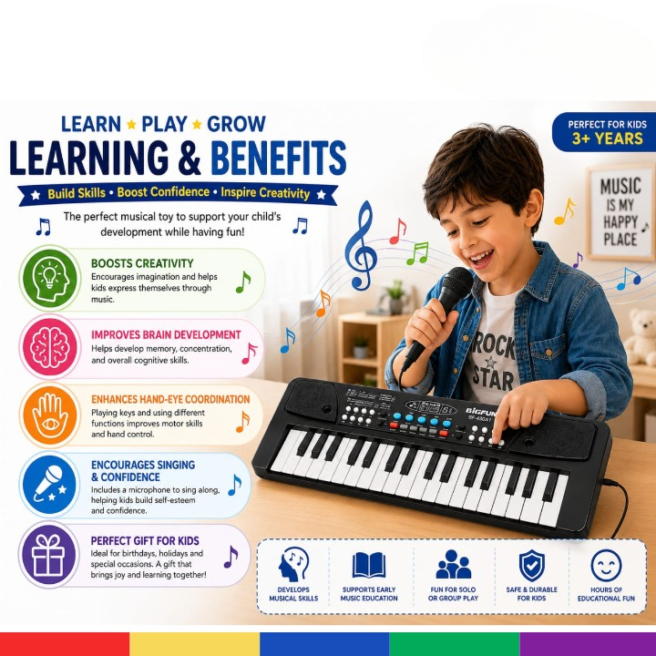 Bigfun 37-Key Electronic Keyboard Piano – Musical Learning Toy thumbnail 2