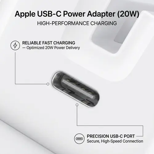 20W C To C PD 3 PIN Power Adapter For iPhone Fast Charger Adapter for iPhone and Compatible USB-C Devices thumbnail 3